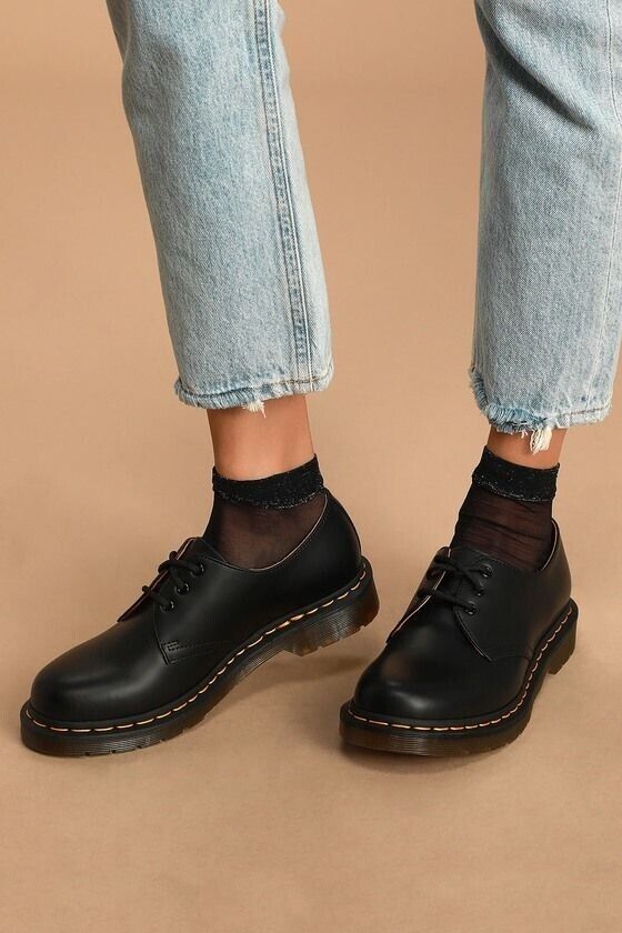 NWOT DR. MARTENS '1461 W' OXFORD WOMEN'S SHOES BLACK SMOOTH NWOT DR. MARTENS '1461 W' OXFORD WOMEN'S SHOES BLACK SMOOTH