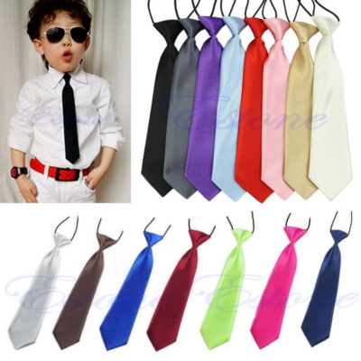 Lot De Cravates Enfant - Couleurs Vives (Rouge, Bleu, Vert...) - Élastique - Satin - Fabriqué En France