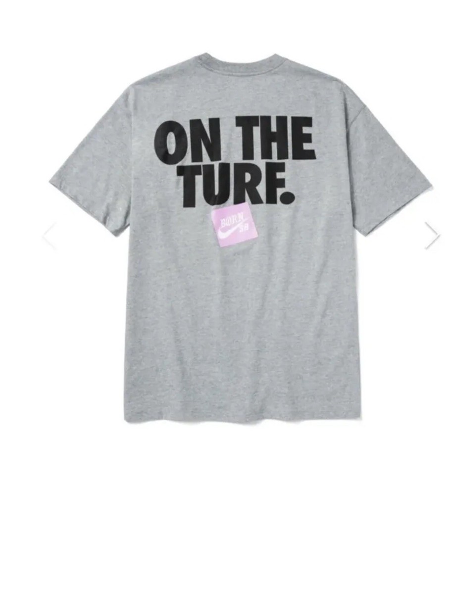 BORN X RAISED + NIKE SB ON THE TURF TEE: HEATHER GREY - Size LARGE