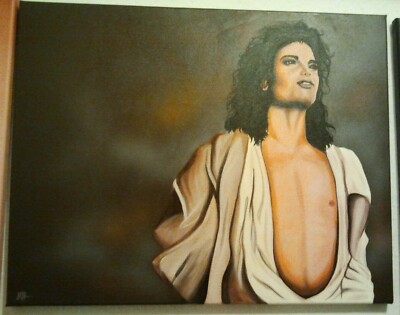 MICHAEL JACKSON tolles ACRYL GEMÄLDE WANDBILD LEINWAND auf KEILRAHMEN 50x40cm #2