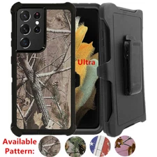 For Samsung Galaxy S22 S22+Ultra Shockproof Camo Defender Case Cover w/Belt Clip