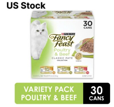 Purina Fancy Feast Classic Pate Kitten Wet Cat Food, Poultry & Beef, 30 cans