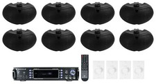  8 Rockville 16 Ohm Dual 4" Black Outdoor Home Patio Speakers Receiver Controls
