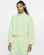 Nike Sportswear Tech Fleece 1/4-Zip Top White/Volt CT0882-100 Women's Size Small