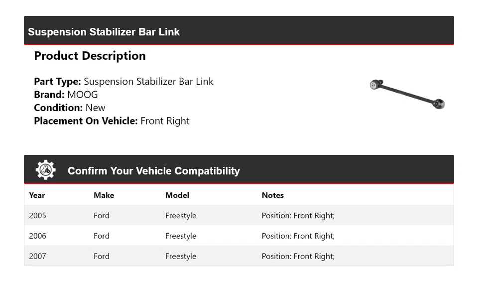 For 2005-2007 Ford Freestyle Suspension Stabilizer Bar Link Front Right MOOG - Image 2 of 4
