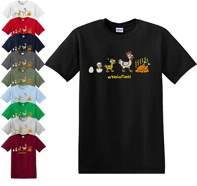 LUSTIGES T-SHIRT OVUTION Huhn Küken Evolution Witz Party Spaß Geschenk T-Shirt Top