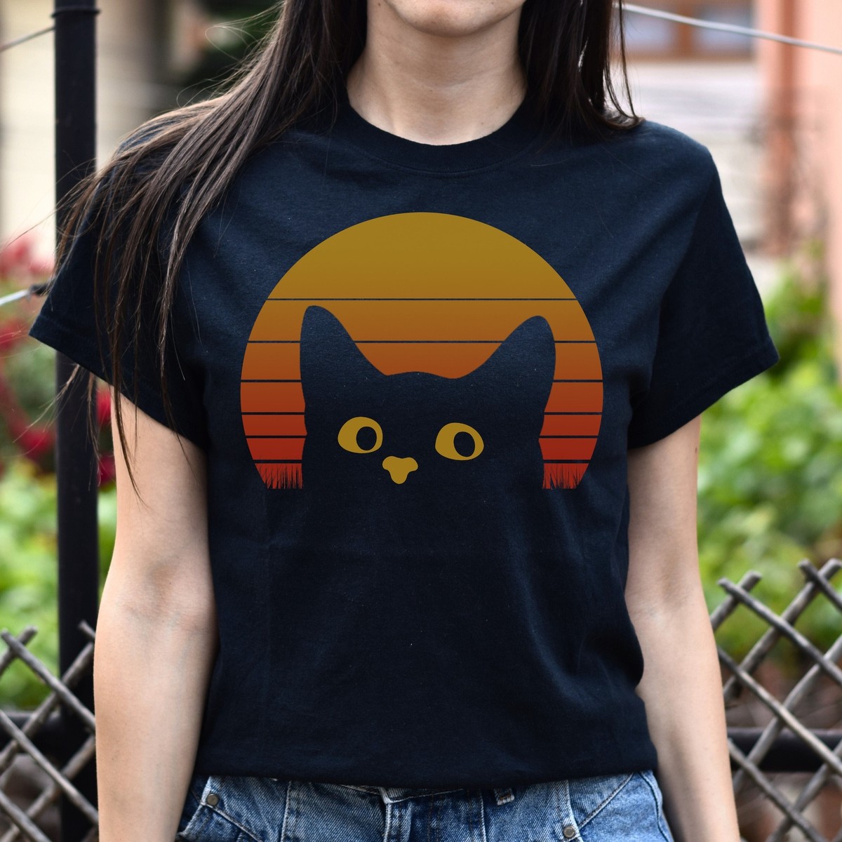 Retro Cat Unisex shirt cat lover tee Black Dark Heather