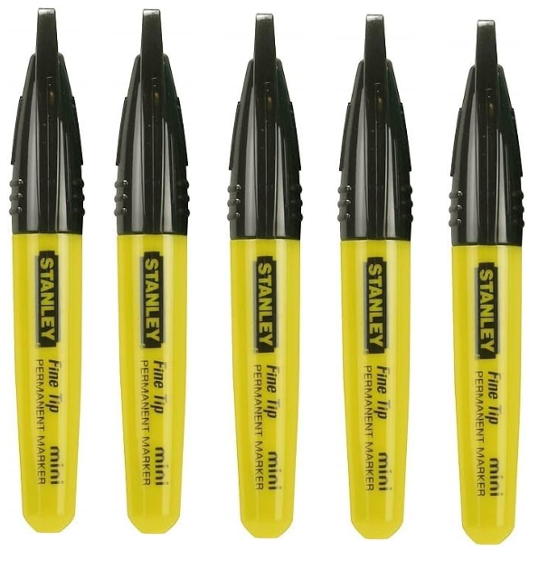5 Evidenziatori STANLEY Mini Punta Fine Colore Nero