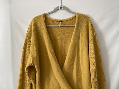 Shephe SWEATER メンズ US サイズ: XXX-Large カラー: イエロー Free People Womens Yellow Long Sleeve Surplice V Neck Sweater Size