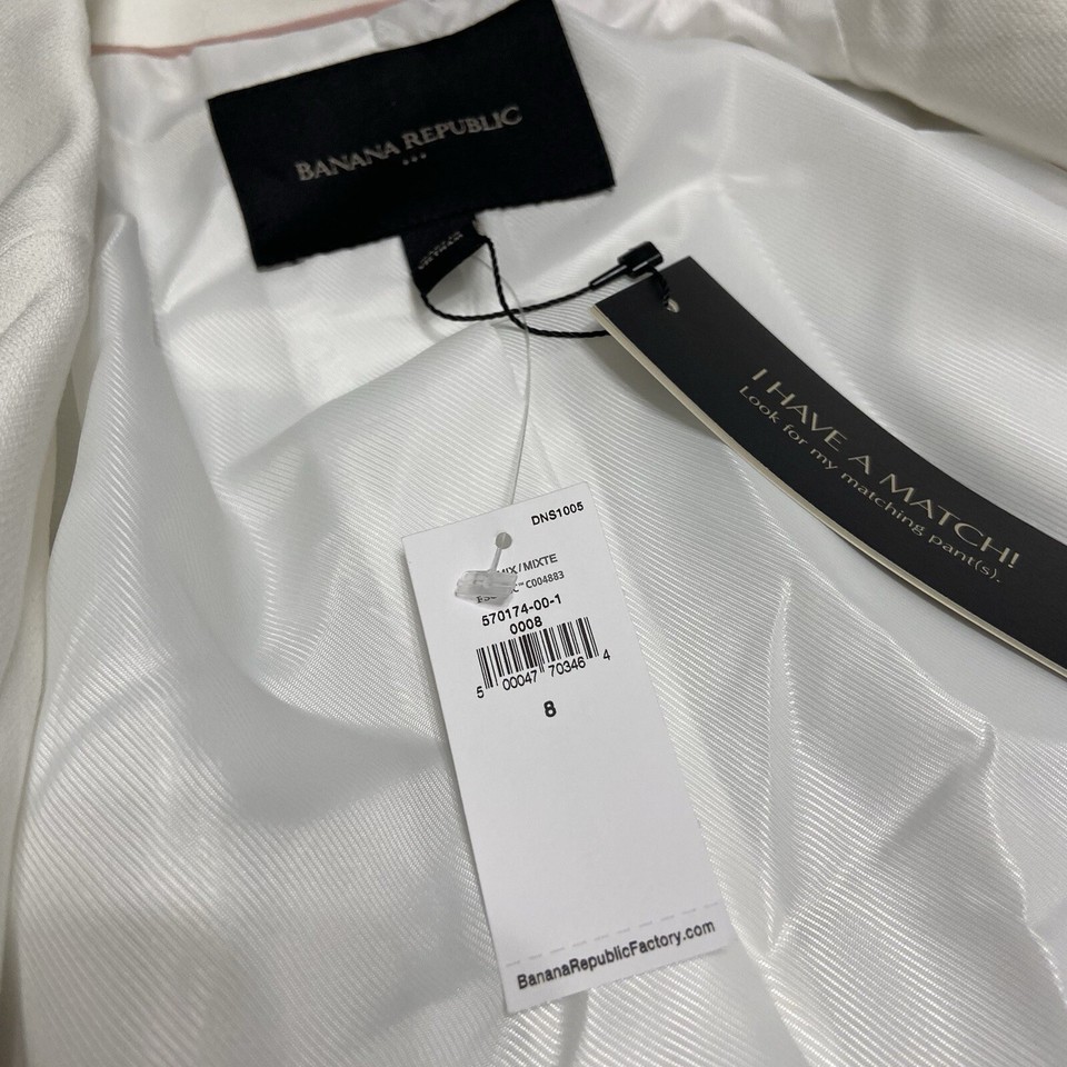 NEW Banana Republic Woman’s Blazer White Size 8 eBay