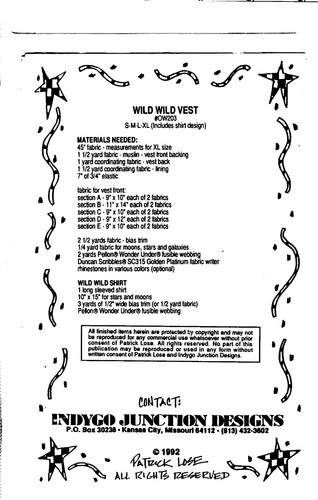 "Wild, Wild Vest" Indygo Junction Out on a Whim Sewing Craft Pattern OW203 NEW - Picture 6 of 6