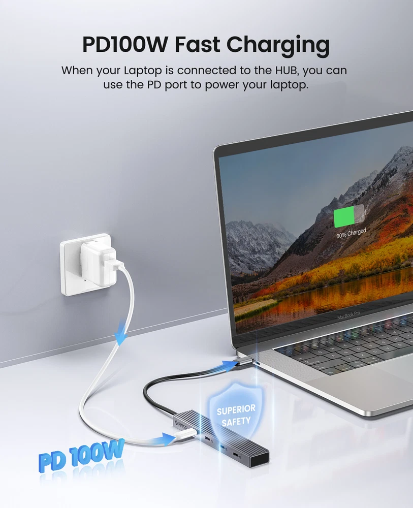 ORICO USB C Hub Type C to USB Hub Adapter Splitter USB 3.2 Gen 2 w/ 4 USB Ports