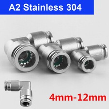 Pneumatic 4-12mm Mortise Fittings Elbow Pipe Hose Connector Stainless Steel