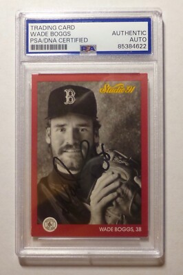 WADE BOGGS SIGNED AUTOGRAPHED LEAF STUDIO CARD #11 PSA DNA AUTHENTICATION AUTO