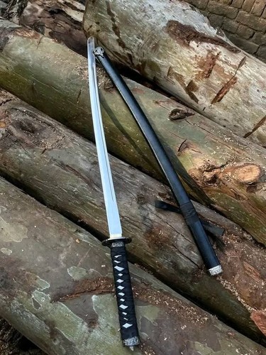 Handmade SAMURAI KATANA SWORD Damascus Folded Steel | Leather Sheet | - Picture 3 of 8