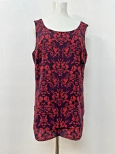 Cabi Split Layered Back Tunic Sleeveless Summer Blouse Size Med Red & Plum