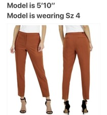 Calvin Klein Sz 6 Highline Linen Blend Tapered Leg Ankle Pant w Back Pockets 89