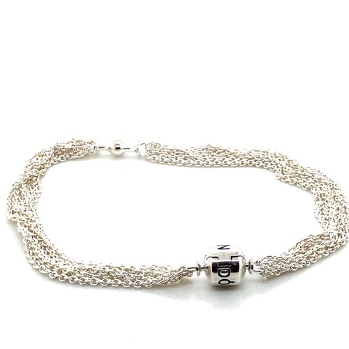 Genuine Pandora Stg Silver Multi-Strand One Station Clip Bracelet 23cm 591701-23 - Picture 2 of 9