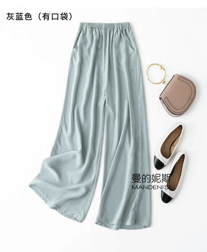 Women Comfort Palazzo Loose Trousers 100% Silk Mulberry Occident Wide Leg Pants - Picture 43 of 47