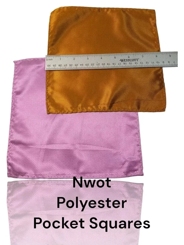 Nuevo sin etiquetas 2 Poli Color Sólido, 8.5" X 8.5", Cuadrados de Bolsillo, Dorado/Rosa Foto 3 de 4