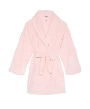 Victoria's VICTORIA Secret Angel PINK Cozy HEARTS Fluffy belted ROBE XS S