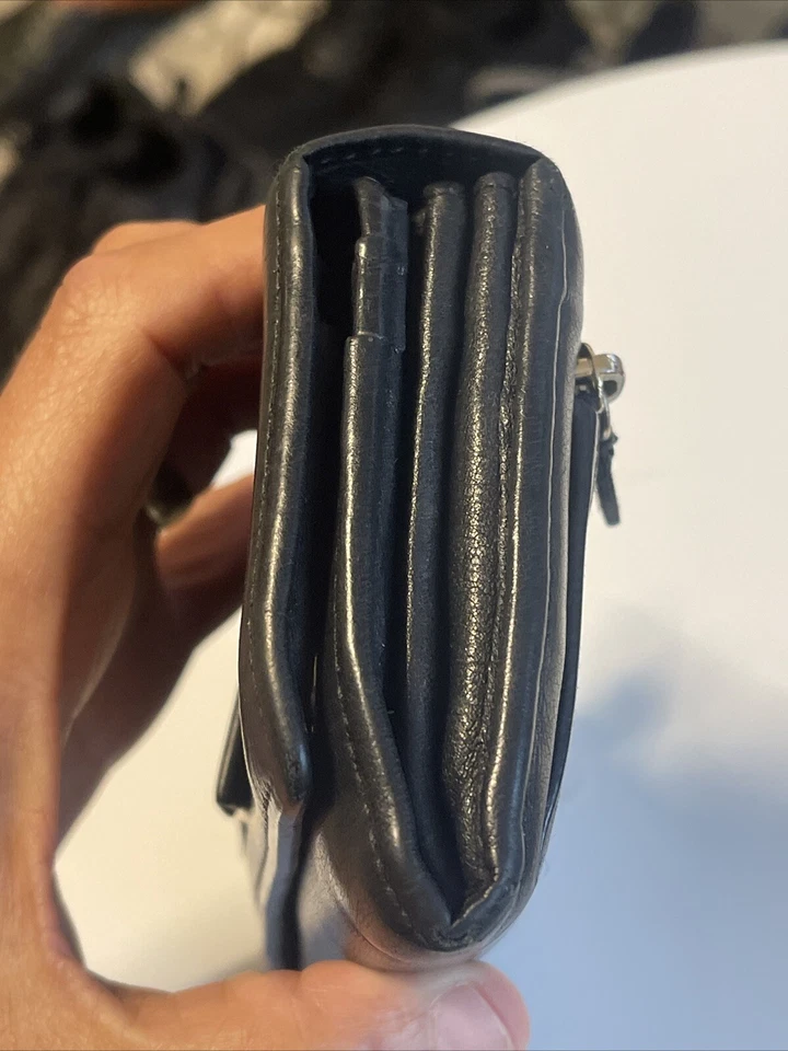 Mulberry Long Wallet Continental Clutch Purse Black Genuine Leather Bifold - Image 3 of 4