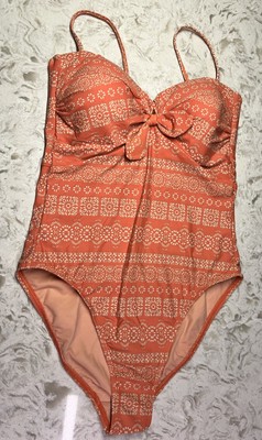 Robin Piccone SZ 12 210211 Isla Bandeau One-Piece Swimsuit  Orange