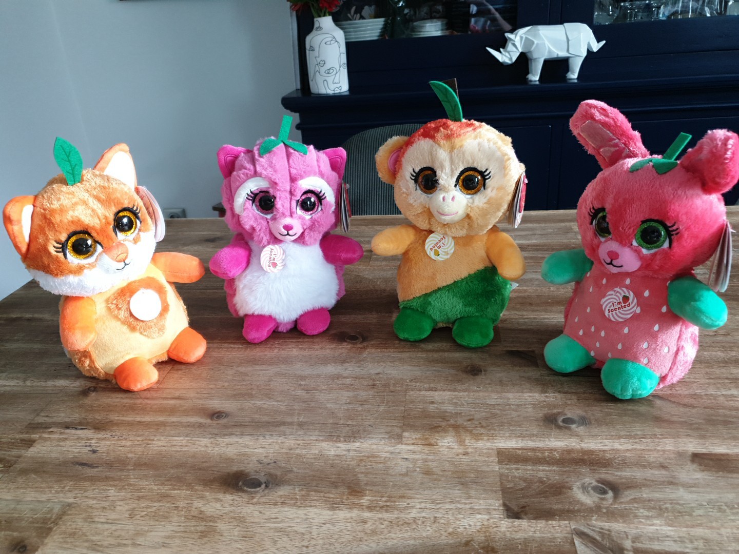 Lot 4 peluches Fruity Motsu Keel Toys cadeau de naissance original et doux