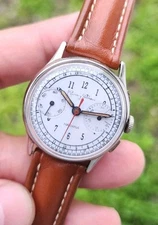 Ultra Rare Vintage Cuervo Y Sobrinos Chronograph Landeron 48 Men's 34mm Watch