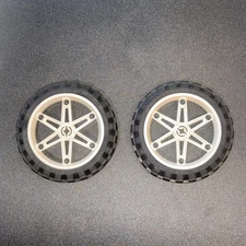 LEGO White Wheel 61.6mm D. x 13.6mm , with Black Tire 81.6 x 15, 2902 2903 2 QTY