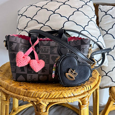 Juicy Couture Black Gray Logo Small Satchel, ...