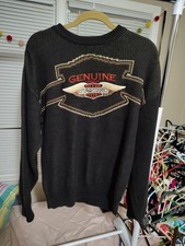 Harley Davidson Vintage Crew Sweater Embroidered Logo USA Large Pullover