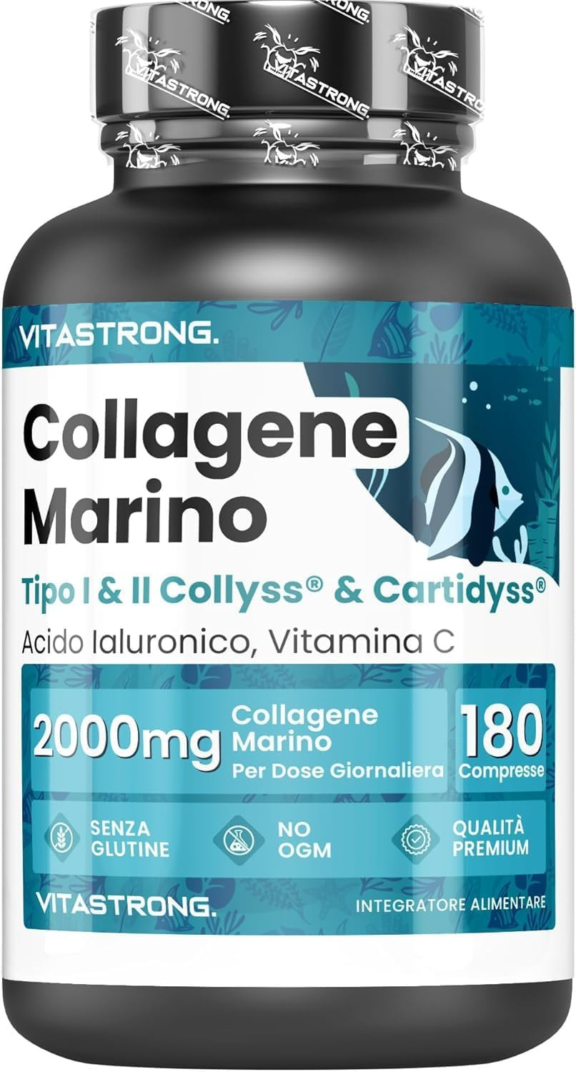 Integratore Collagene Marino 2000mg - 180 Cpr per Ossa e Pelle Sane