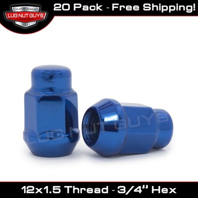 20 piece Set Blue Lug Nuts Bulge Acorn M12x1.5