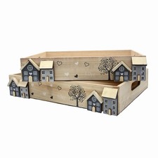 UNUS  Deko-Tabletts Holz 2er Set Griff white-...