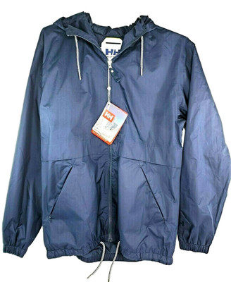 Helly Hansen Blue Tech Medium Waterproof Hoodie Raincoat Jacket New