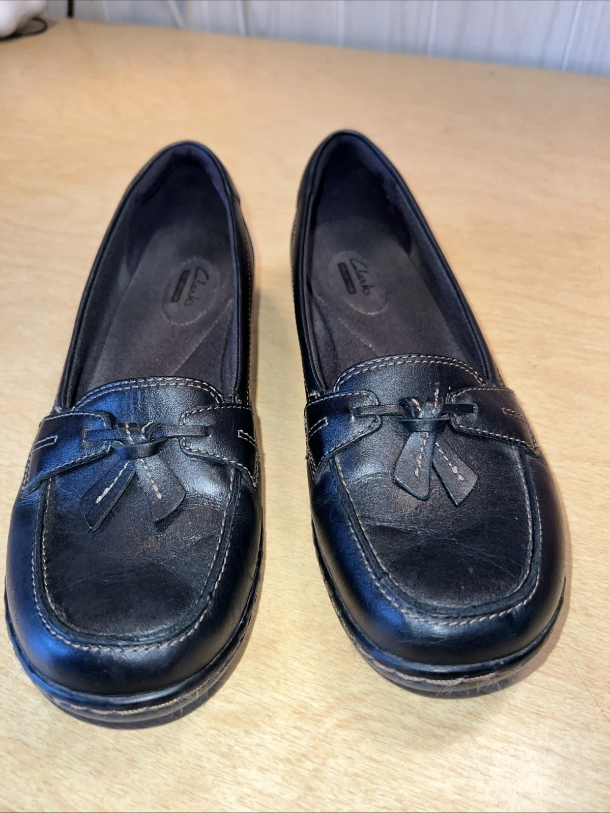 Scarpe Clarks Ashland Bubble donna 9 M mocassino slip on pelle nero comodo