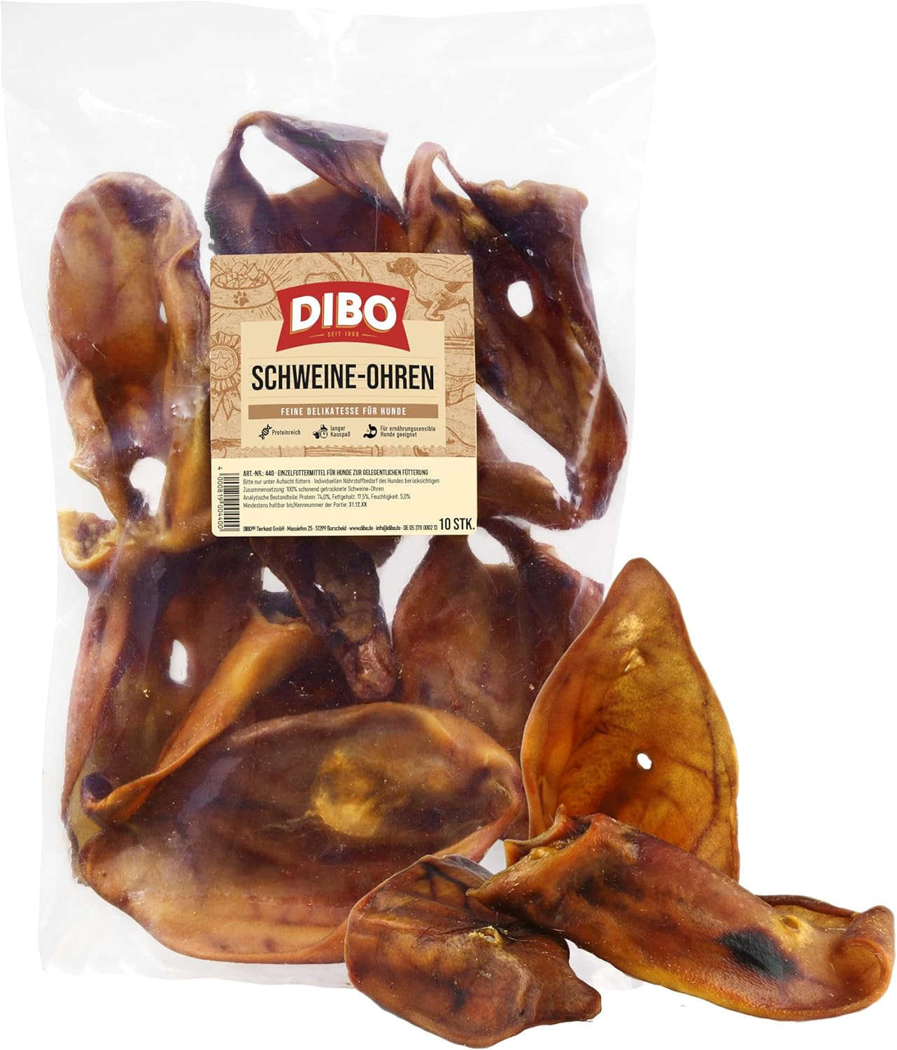 10 Orecchie Maiale per Cani - Snack Dentale Naturale e Gustoso