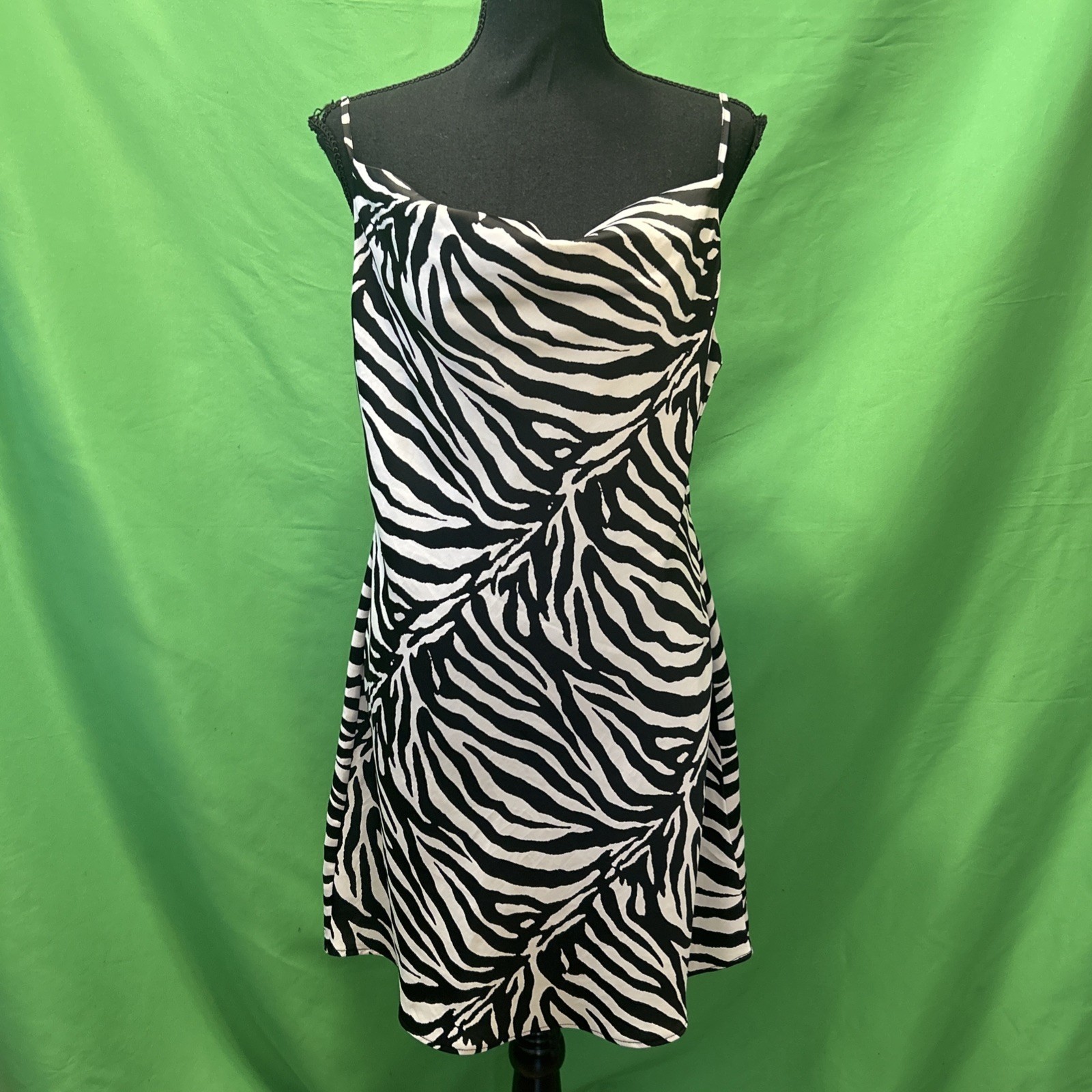 Urban Outfitters Women's Mallory Cowl Neck Zebra Print Mini Dress Size Large