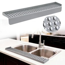 Silicone Sink Edge Protector Splash Guard, 30x4 Inch with Suction Cups  5  Ti