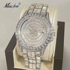 Princess Baguette Cz Diamond Men's Ice Out Watch King Bling Iced Hip Hop Luxury