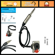 6.35mm 1/4" TRS Female to Male Panel Mount Jack, Solderless Pass-Through for Pro