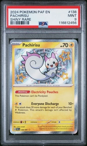 2024 POKEMON PAF EN-PALDEAN FATES SHINY RARE #138 PACHIRISU PSA 9