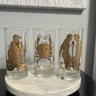 SET OF 3 VINTAGE MCM ANCHOR HOCKING ZODIAC SIGN DRINKING GLASSES HIGHBALL EUC