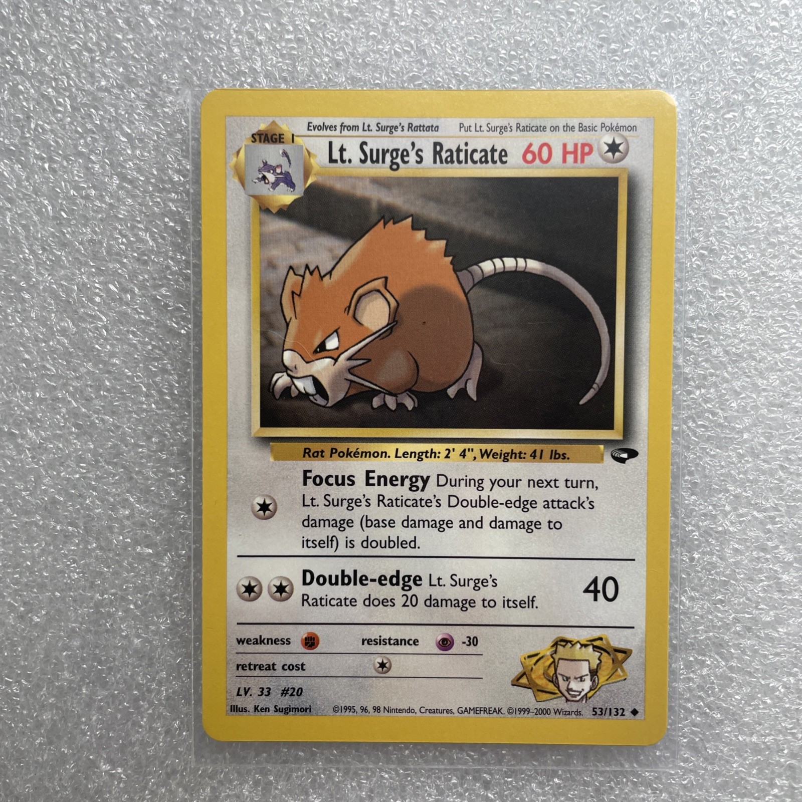 Pokemon - Lt. Surge's Raticate - 53/132 basic Pokémon
