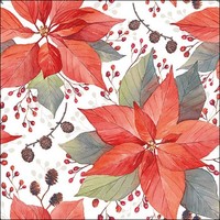 20 Papierservietten, Servietten Poinsettia And Berries By Ambiente