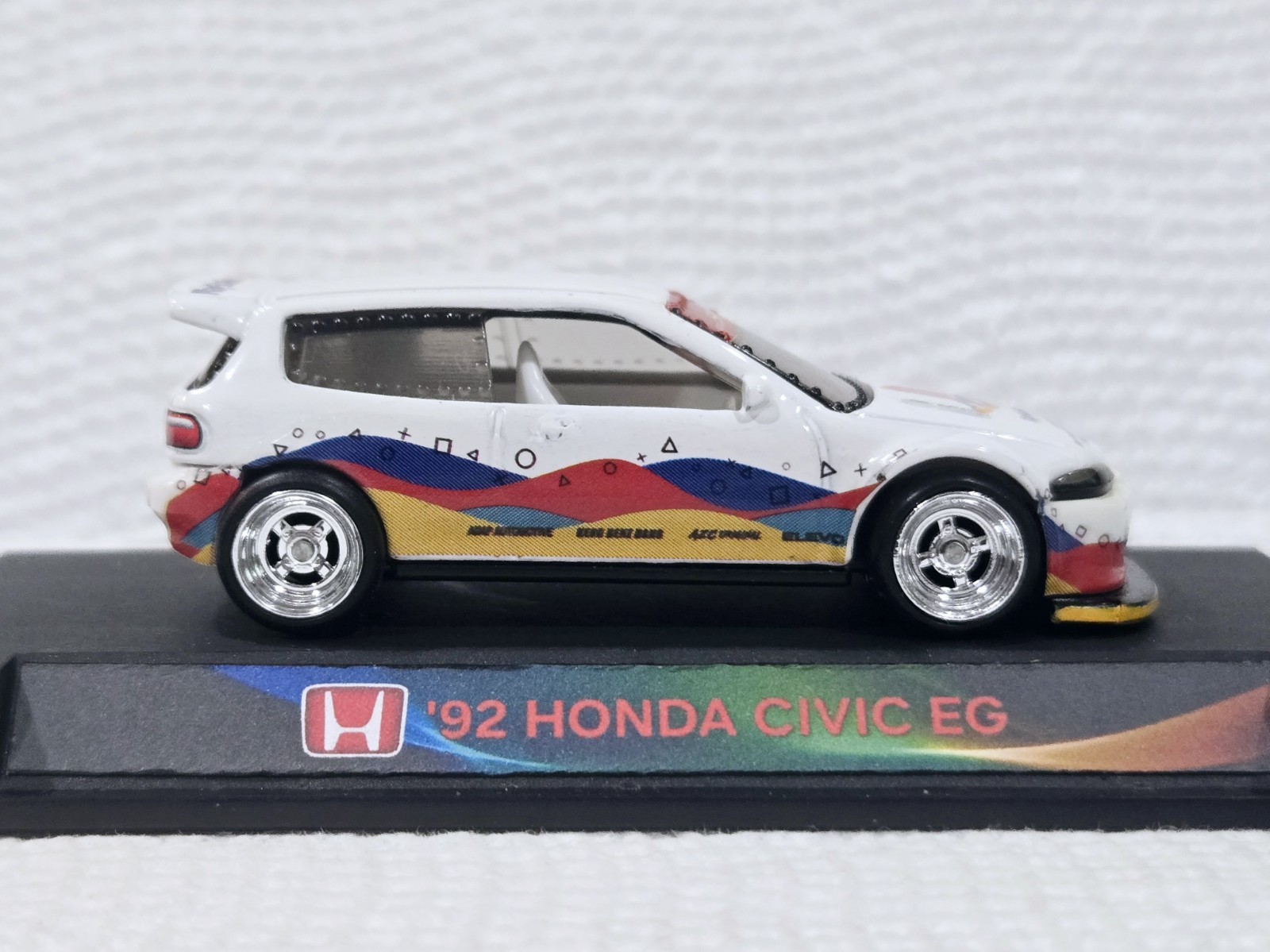 😎👍 CUSTOM Display Hot Wheels '92 Honda Civic EG Playstation Real Riders