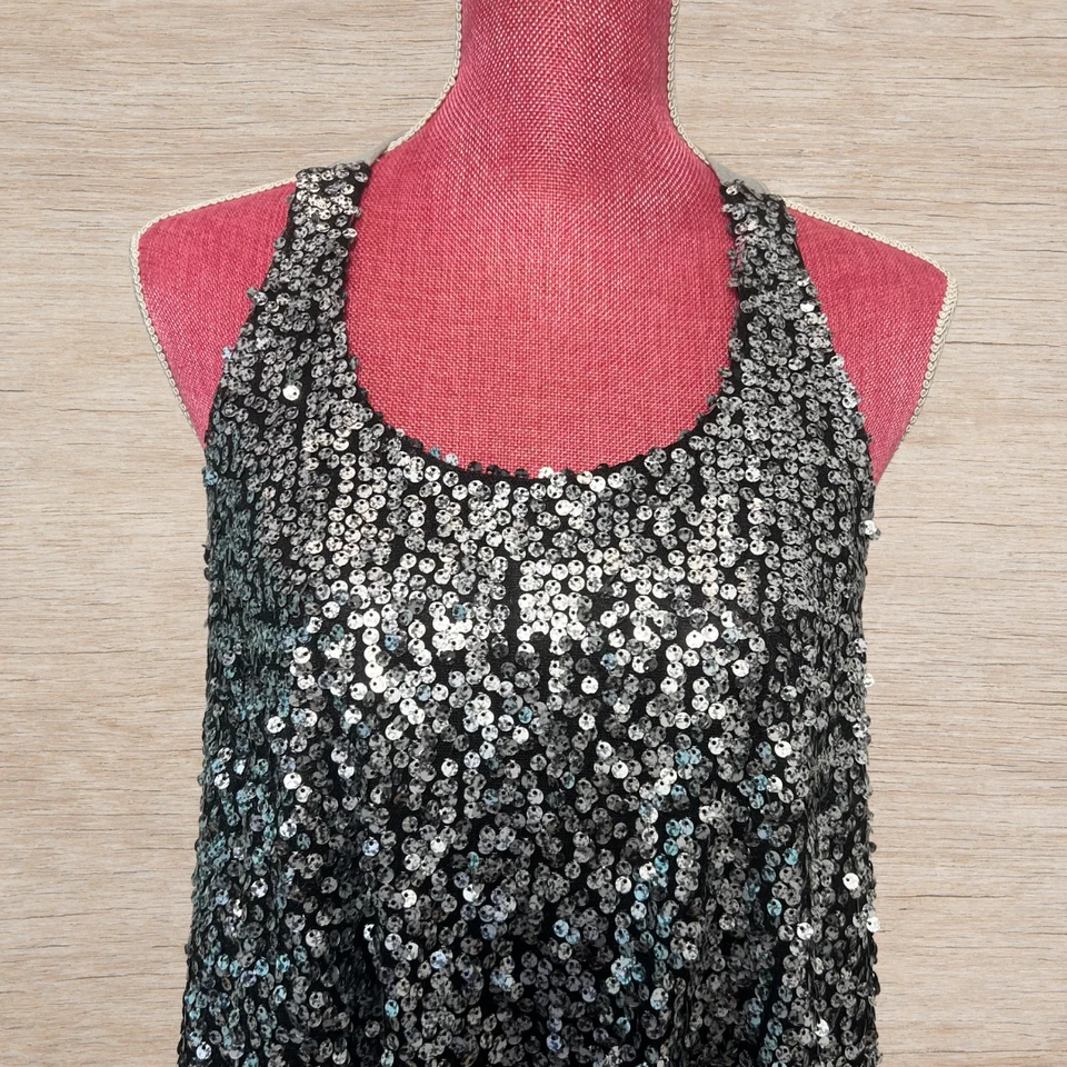 Vintage Havana Y2K Sequin Grey Hi-Low Racerback Tank Top Women’s Size Medium - Image 2 of 4