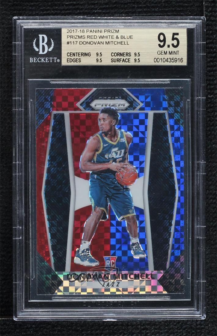 2017-18 Panini Prizm Red White & Blue Donovan Mitchell #117 BGS 9.5 GEM MINT 9l4