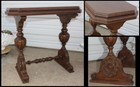 Antique Old French Renaissance Revival Medallion Side Accent Trestle Lamp Table